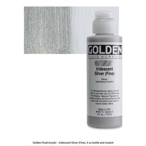 Golden Fluid Acrylics Artist Paint 4-Fl Oz Bottle ~ Iridescent Silver (Fine)
